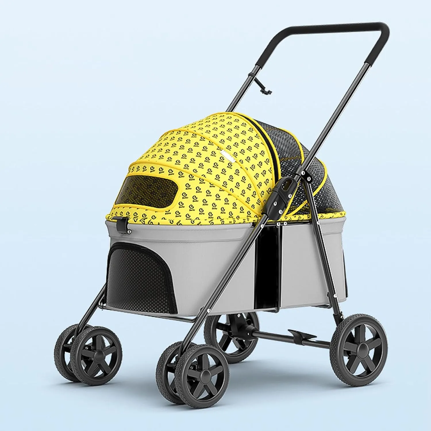 Pet Stroller, Cat Dog Stroller for Medium Small Dogs Cats with Foldable Dog Carrier, Lightweight Travel Carriage Jogging Stroller with No Zipper Entry & Breathable Mesh,Yellow
