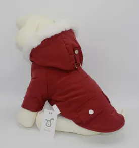 Pet Warm Dog Coat for Winter Dog Clothes Hooded Dog Jacket for Small Puppies Medium Large Dog Cat Clothes Insulated Padded Snow Jacket for Cold Weather Faux Fur (XX-Large, Dark Red)