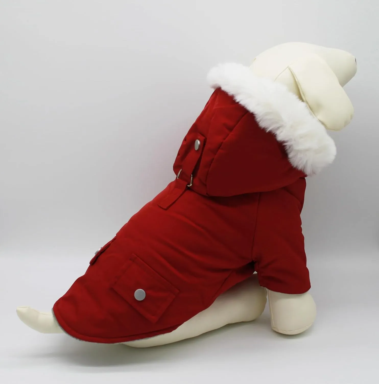 Pet Warm Dog Coat for Winter Dog Clothes Hooded Dog Jacket for Small Puppies Medium Large Dog Cat Clothes Insulated Padded Snow Jacket for Cold Weather Faux Fur (XX-Large, Dark Red)