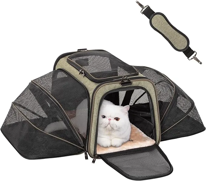 PETSFIT Expandable Cat Carrier Small Dog Carriers Airline with 2 Extension