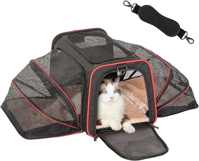 PETSFIT Expandable Cat Carrier Small Dog Carriers Airline with 2 Extension