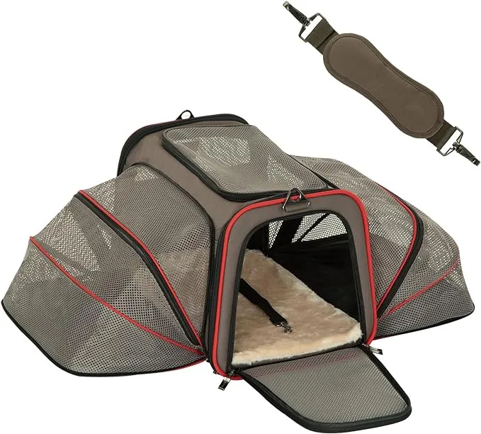 PETSFIT Expandable Cat Carrier Small Dog Carriers Airline with 2 Extension