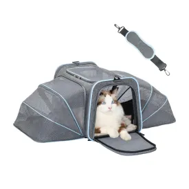 PETSFIT Expandable Cat Carrier Small Dog Carriers Airline with 2 Extension