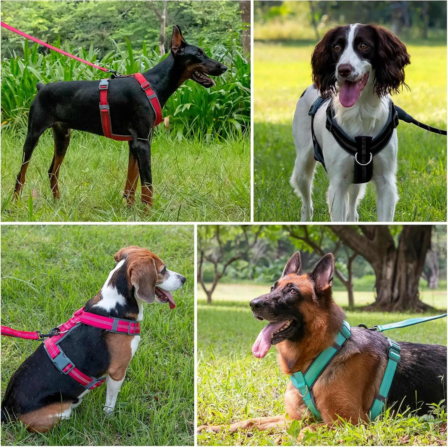 Plutus Pet No Pull Dog Harness, Adjustable Nylon Harness with Soft Padding, Reflective and Heavy Duty Dog Harness for Small, Medium, Large Dogs(Black, XL)