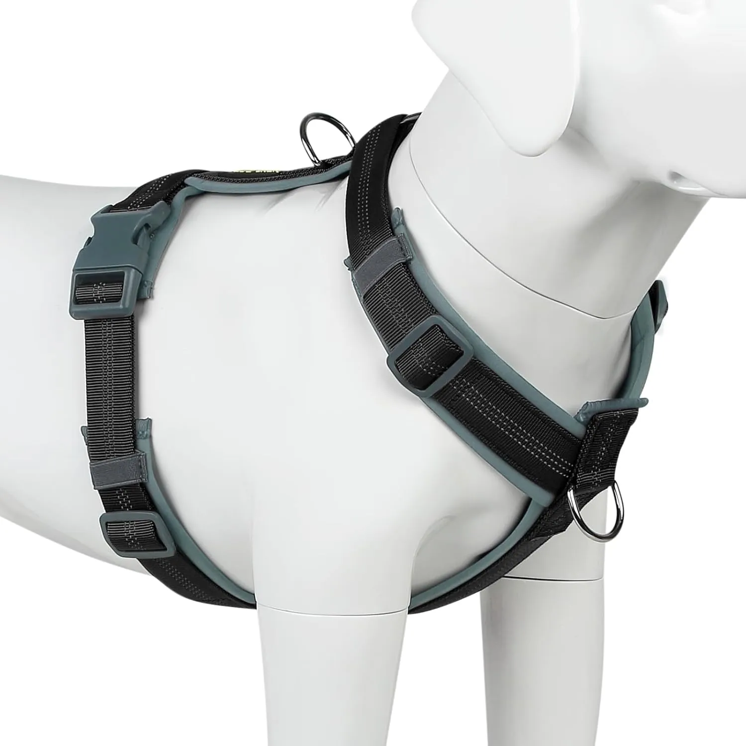 Plutus Pet No Pull Dog Harness, Adjustable Nylon Harness with Soft Padding, Reflective and Heavy Duty Dog Harness for Small, Medium, Large Dogs(Black, XL)