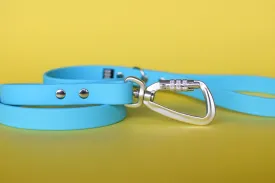PREMADE COLLECTION - Baby Blue & Nickel Biothane Dog Leash