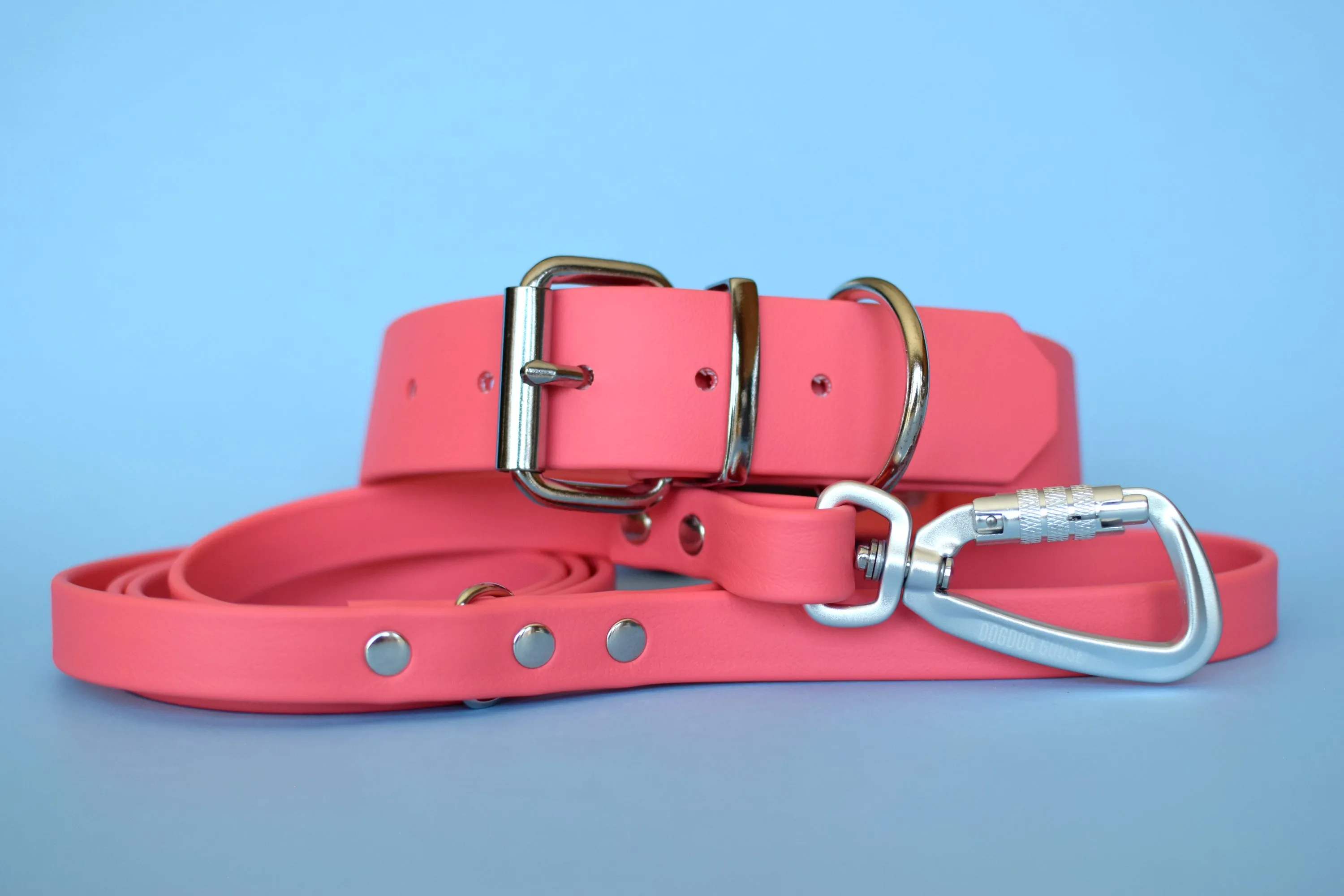PREMADE COLLECTION - Coral & Nickel Biothane Dog Collar