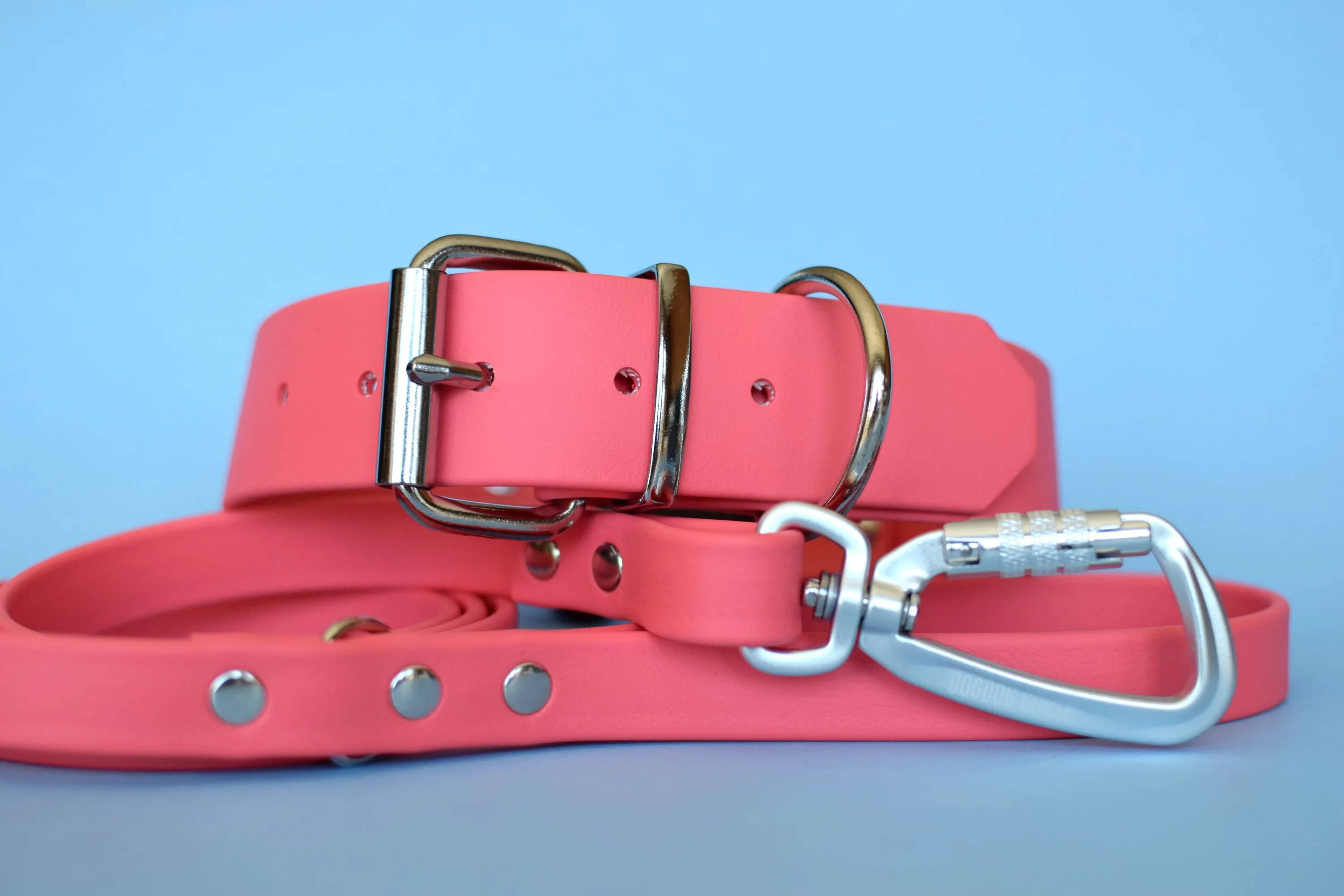 PREMADE COLLECTION - Coral & Nickel Biothane Dog Collar