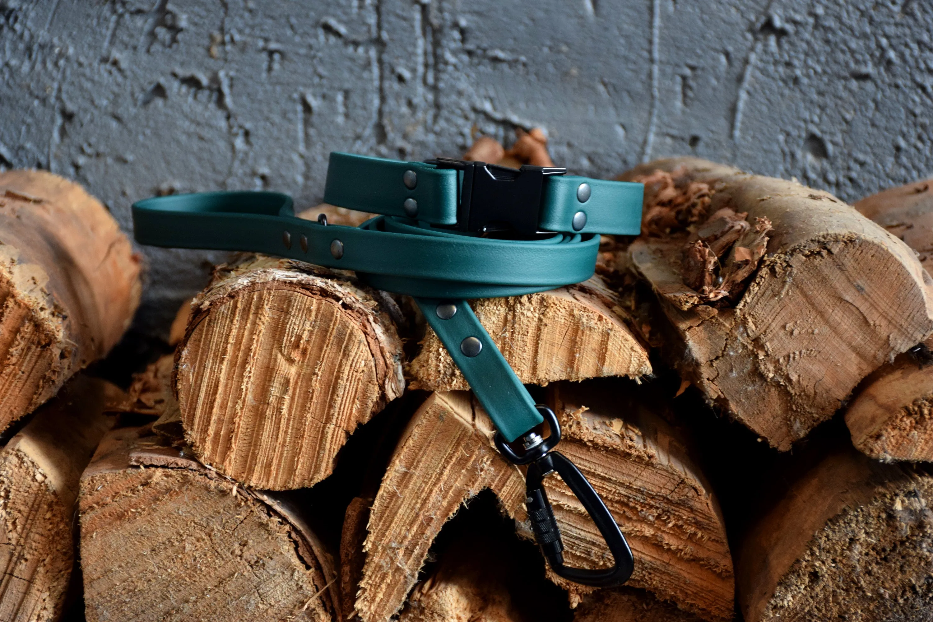 PREMADE COLLECTION - Forest Green & Black Biothane Dog Leash