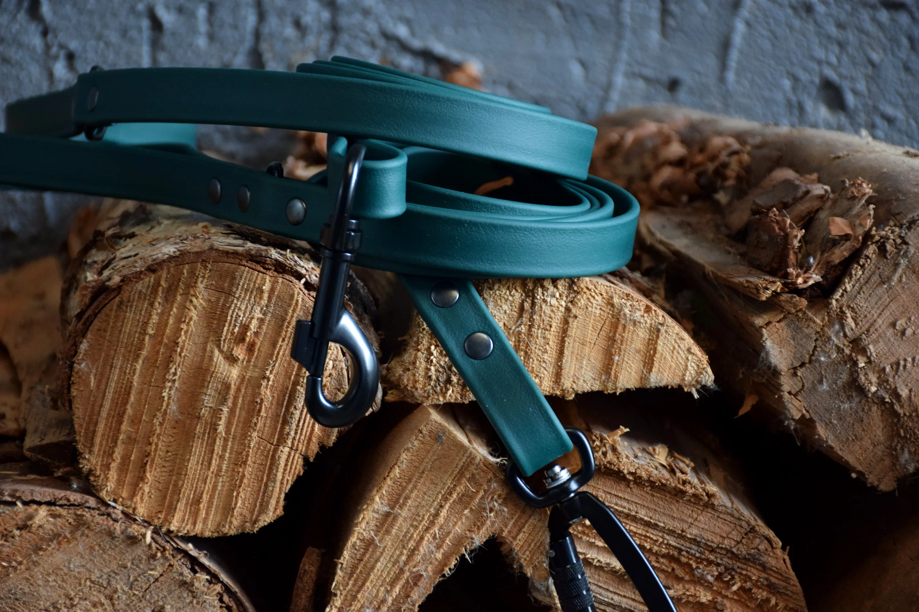 PREMADE COLLECTION - Forest Green & Black Biothane Dog Leash