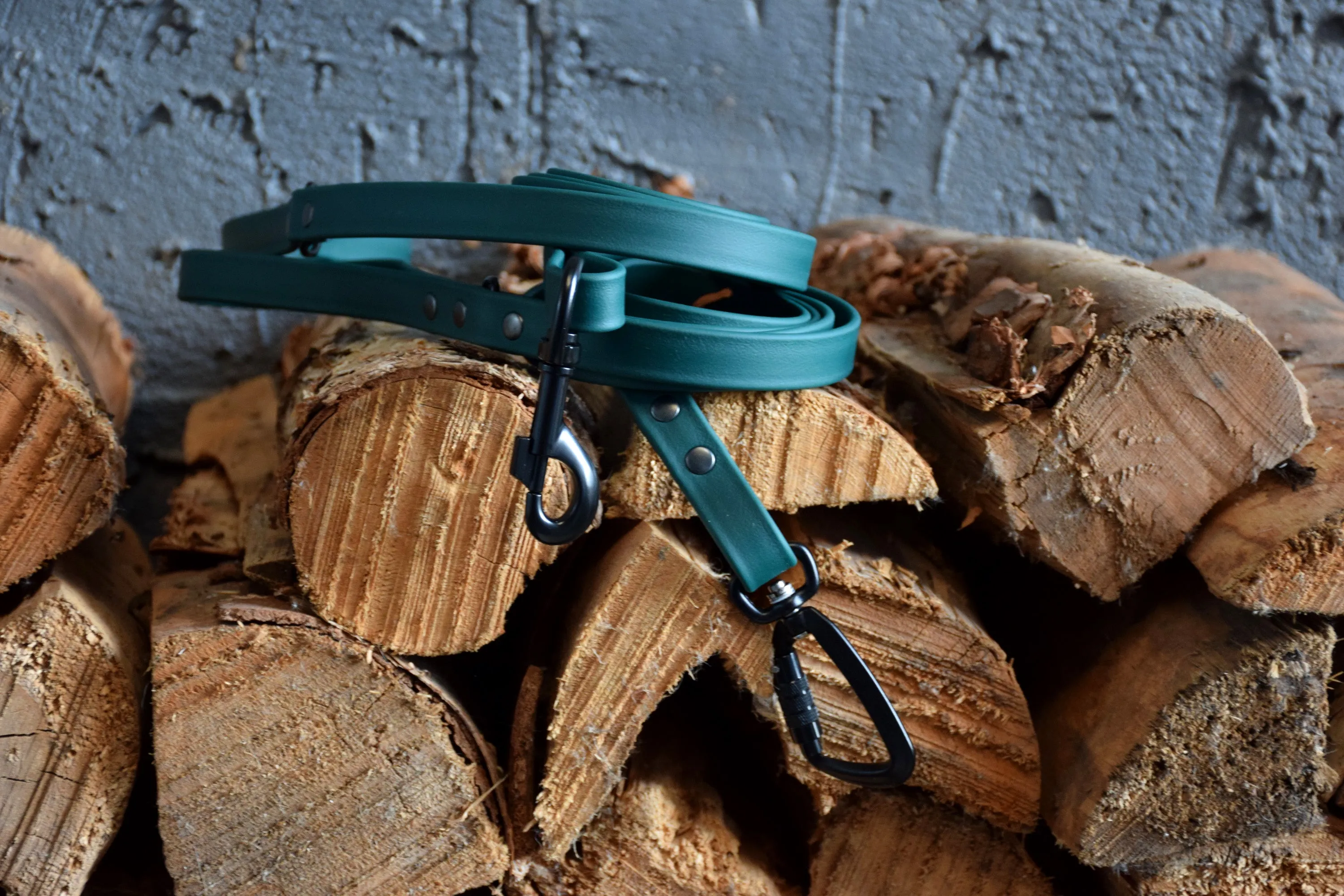 PREMADE COLLECTION - Forest Green & Black Biothane Dog Leash