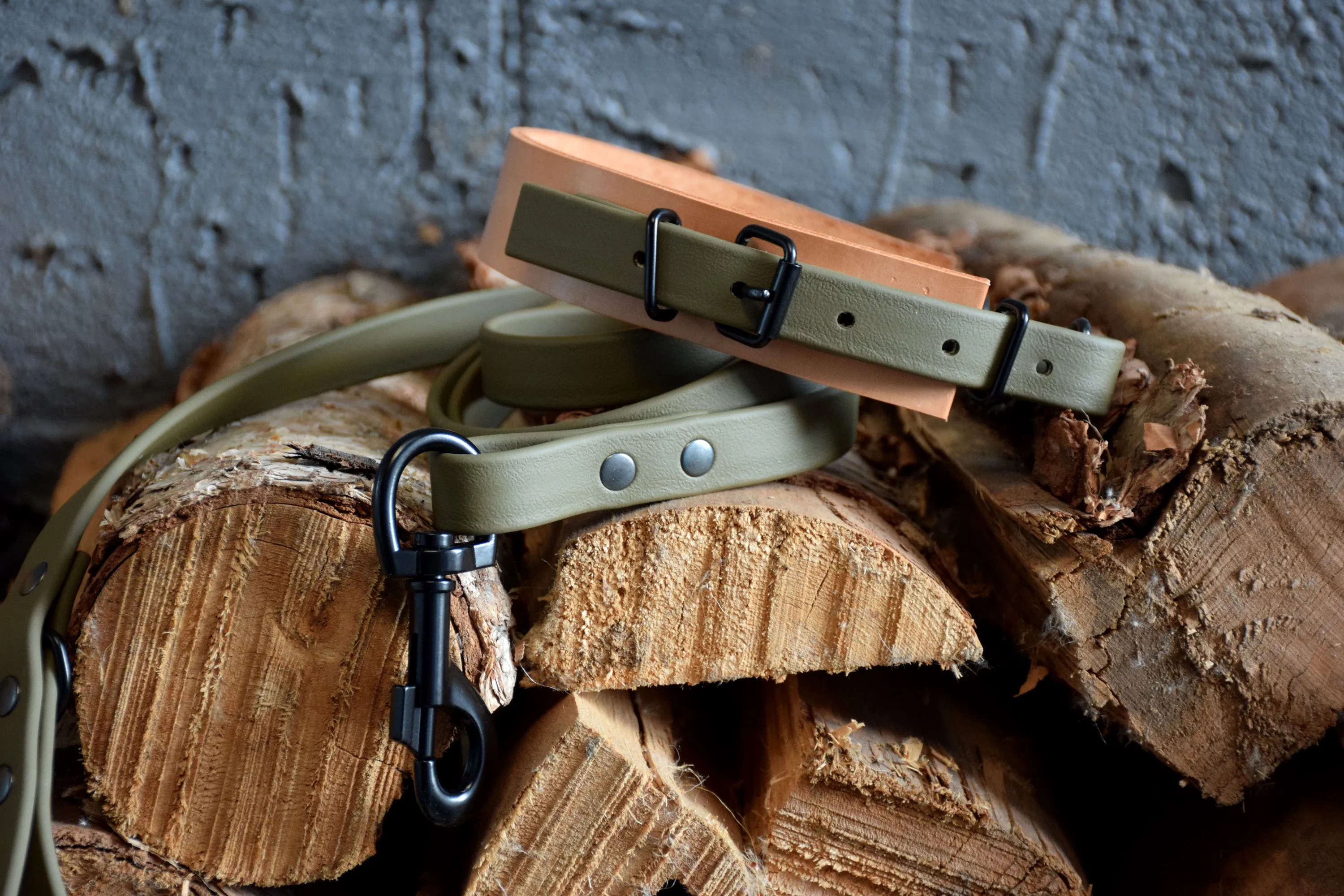 PREMADE COLLECTION - Olive & Black Biothane Dog Leash