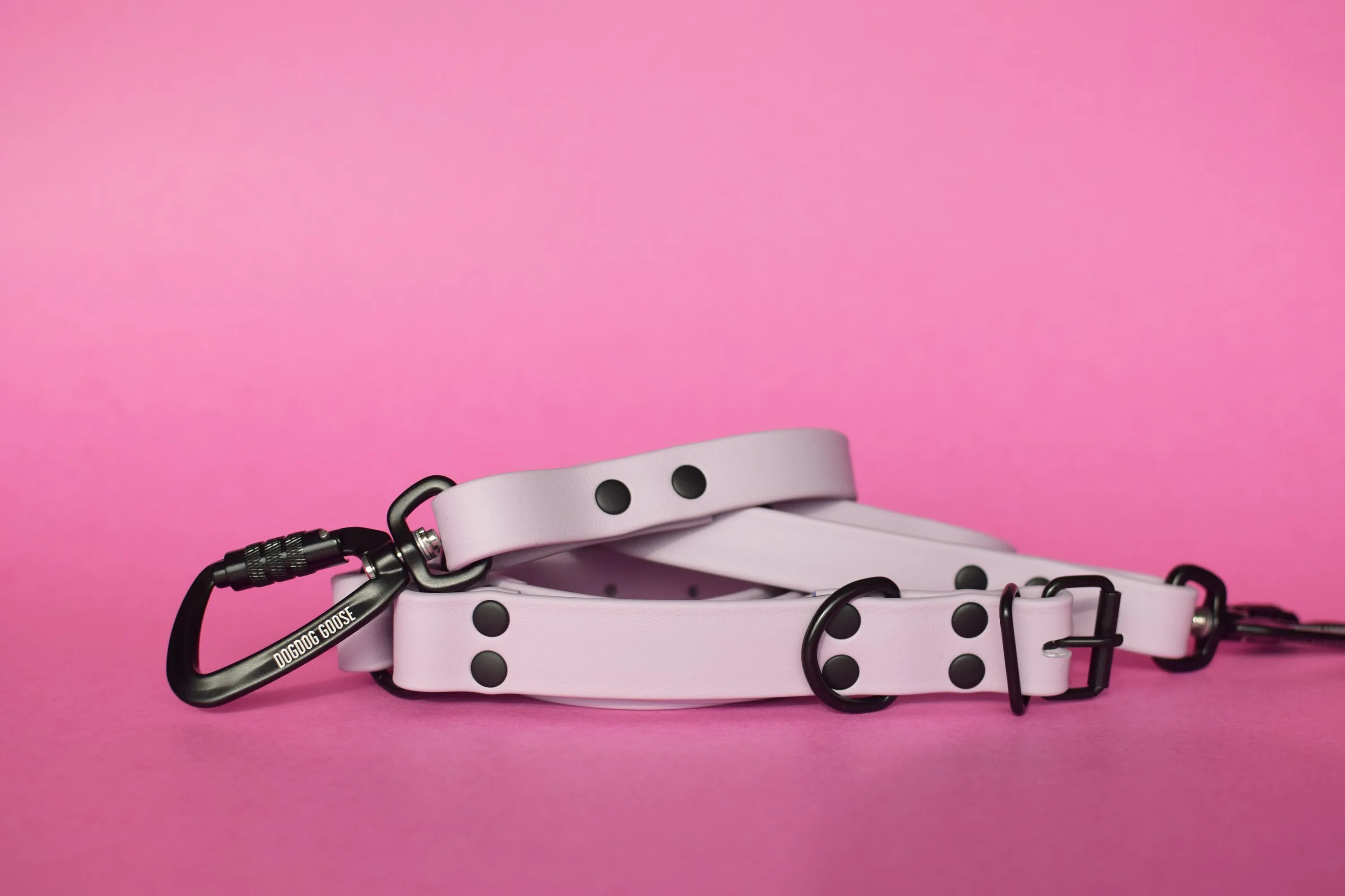 PREMADE COLLECTION - Pastel Purple & Black Convertible Biothane Hands-Free Waist Leash