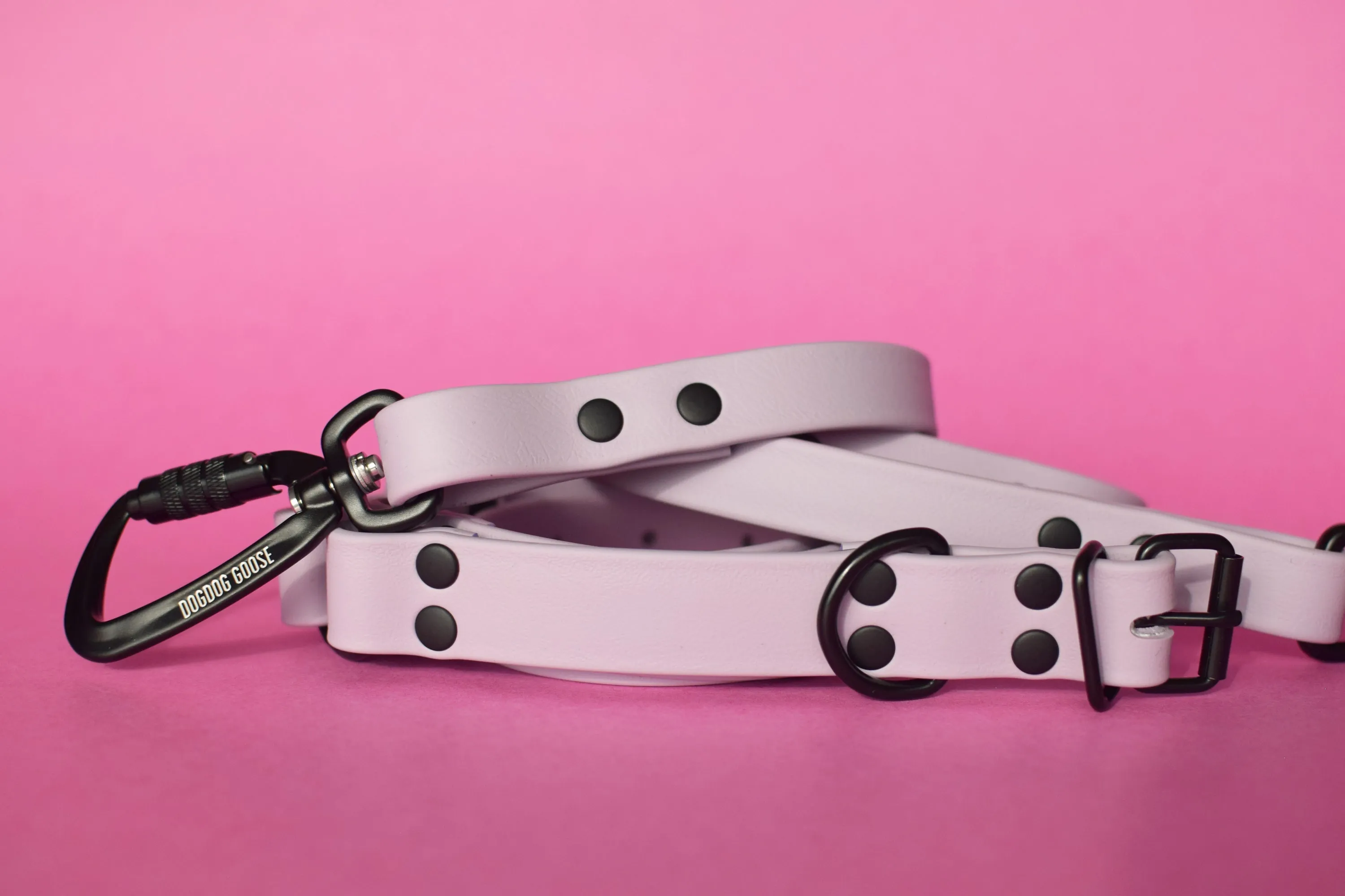 PREMADE COLLECTION - Pastel Purple & Black Convertible Biothane Hands-Free Waist Leash
