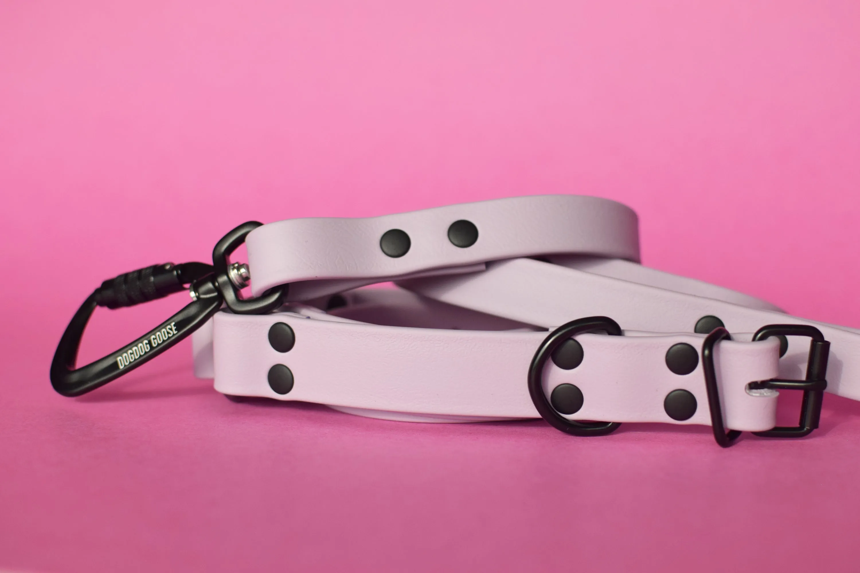 PREMADE COLLECTION - Pastel Purple & Black Convertible Biothane Hands-Free Waist Leash