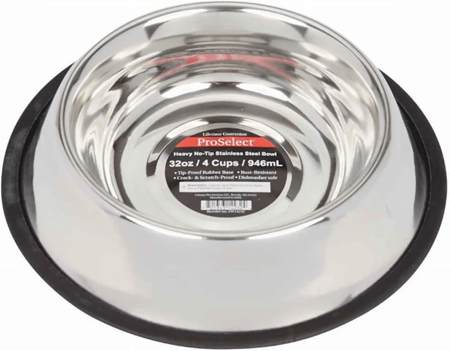 ProSelect Stainless Steel X-Super Heavyweight Non-Tip Pet Bowl, 8-Inch, 2-Quart