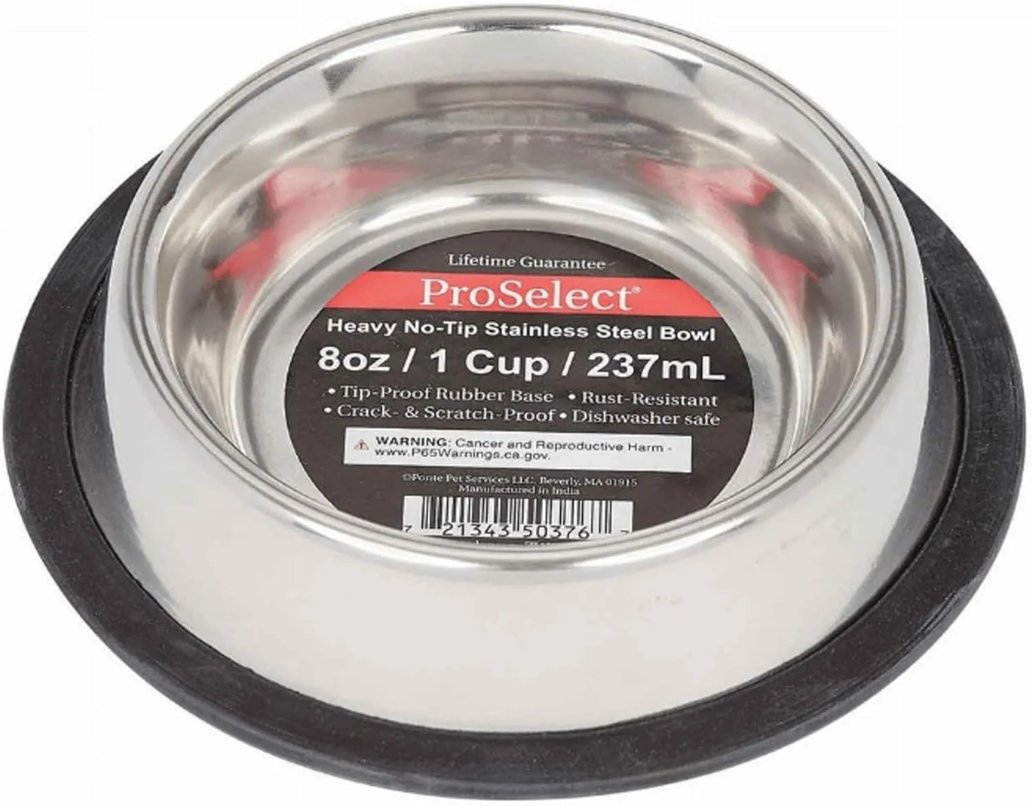ProSelect Stainless Steel X-Super Heavyweight Non-Tip Pet Bowl, 8-Inch, 2-Quart