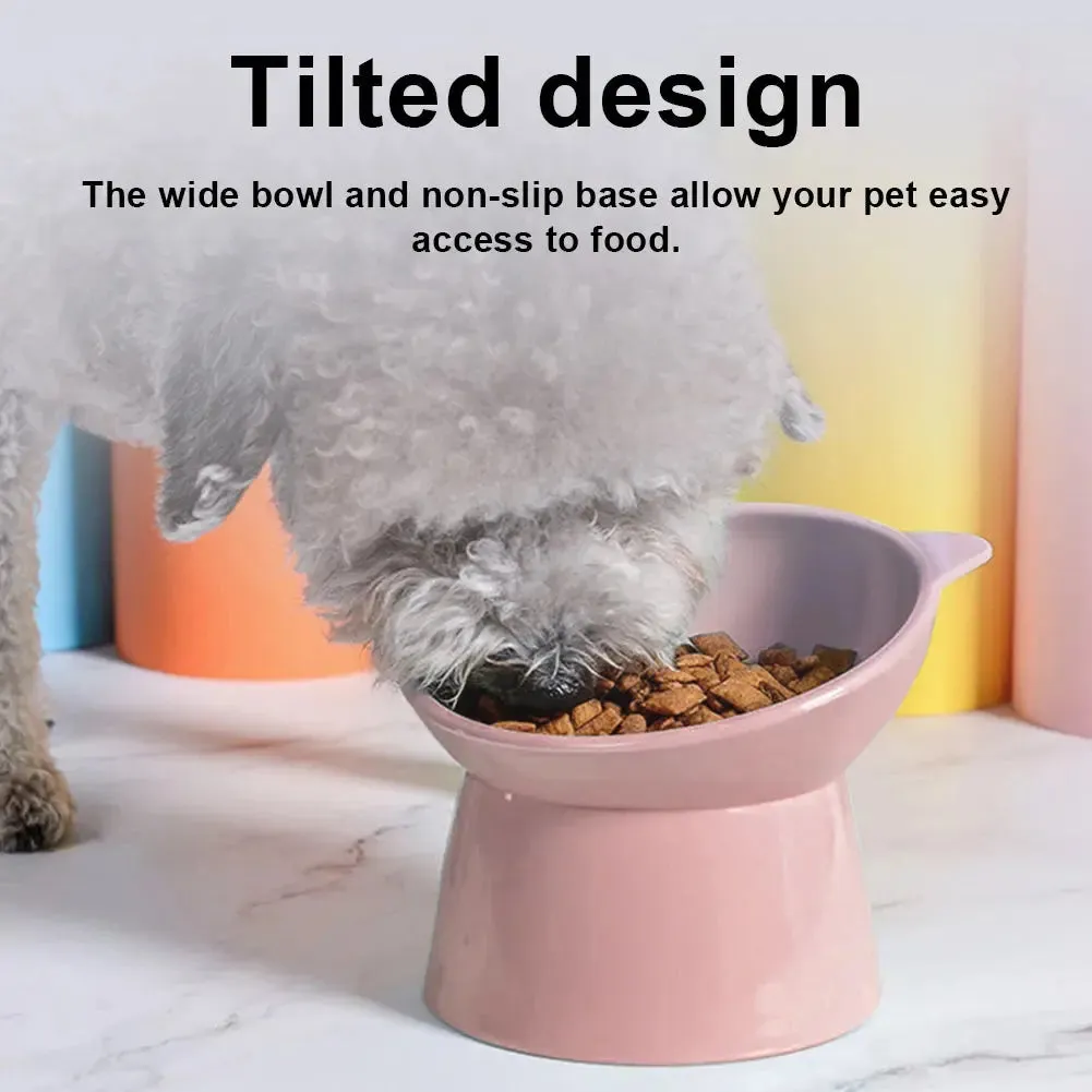 Raised Cat Food Bowl Tilted Cat Food Bowl Elevated Cat Bowl Ergonomic Cat Food Dish anti Vomiting Raised Cat Food Bowl Non Slip for Cats Dogs