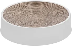 Refillable Cat Scratcher Cardboard & Bed for Indoor Cats, Scratching Lounge, Scratching Pad (Round Cat Bed Scratcher White)