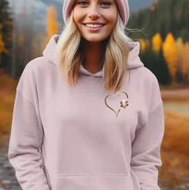 Rose Gold Heart and Paw Hoodie - Pink Size L - UK 16-18 (44")