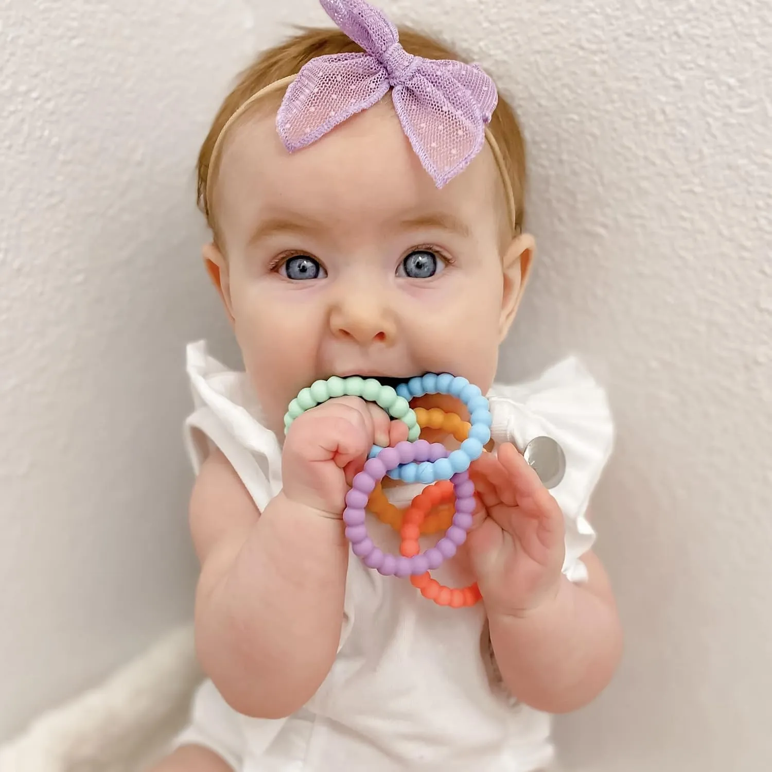 Ryan & Rose Cutie Clinks Attachable Teether Chew Toy for Babies (Mosaic)
