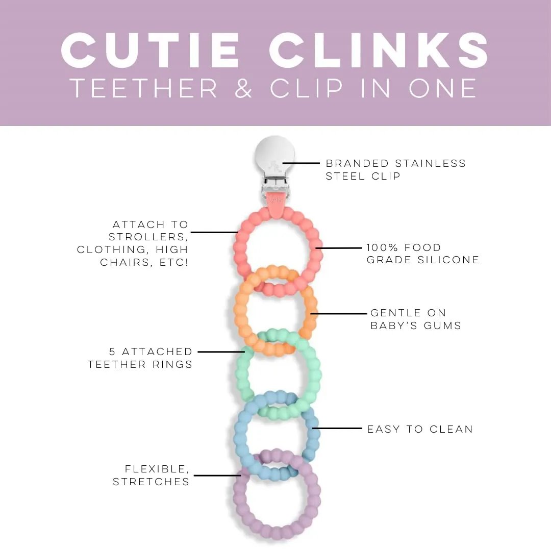 Ryan & Rose Cutie Clinks Attachable Teether Chew Toy for Babies (Mosaic)