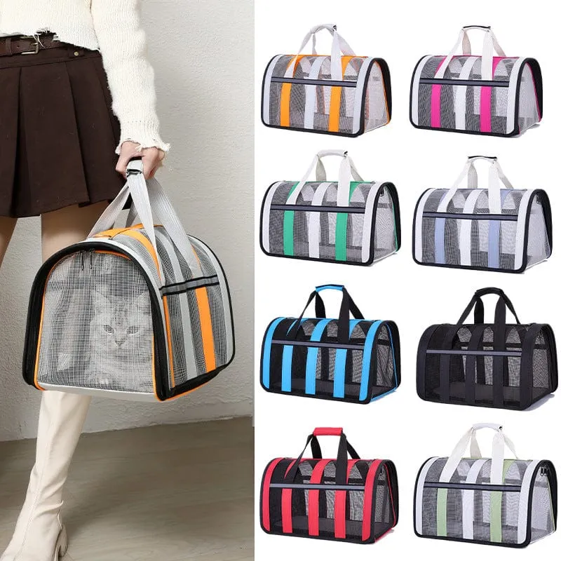 Size S Black Foldable Pet Carrier Bag - Lightweight, Breathable, and Spacious for All Seasons
