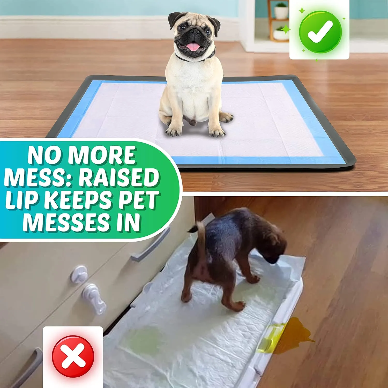 Skywin Dog Pad Holder Tray for 28 x 34 Inches Training Pads - Easy to Clean and Store Perfect for Dog Potty Tray  Silicon Wee Wee Pad Holder, No Spill Pee Pad Holder for Dogs (Grey)