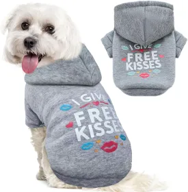 Small Dog Hoodie Clothes Warm Fleece Dog Sweater for Small Dogs Cats Boy Girl Cute Grey Puppy Sweatshirt with Leash Hole Fall Winter XS Pet Outfit Costume Chihuahua Yorkie Shihtzu(Grey,L)