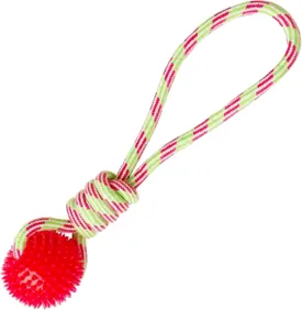 SNUG AROOZ Spike-O-Mite - Red - Rope Toy with Spiky Ball for Fetch and Tug - Non-Toxic for Safe Fun  Perfect for Large Dogs - Made for Recycled Materials