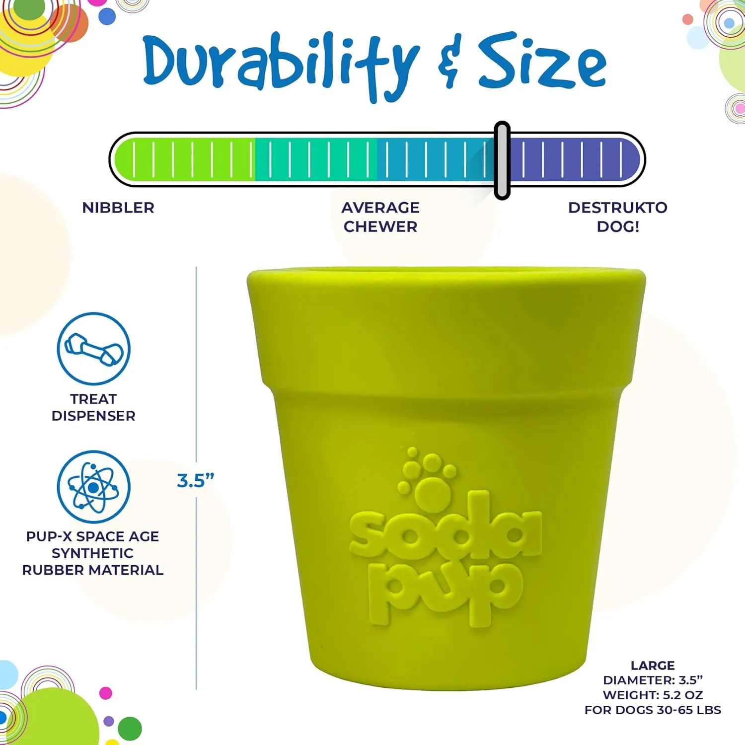 SodaPup Flower Pot  Durable Dog Treat Dispenser & Chew Toy Made in USA from Non-Toxic, Pet Safe, Food Safe Rubber Material for Mental Stimulation, Problem Chewing, Calming Nerves, & More