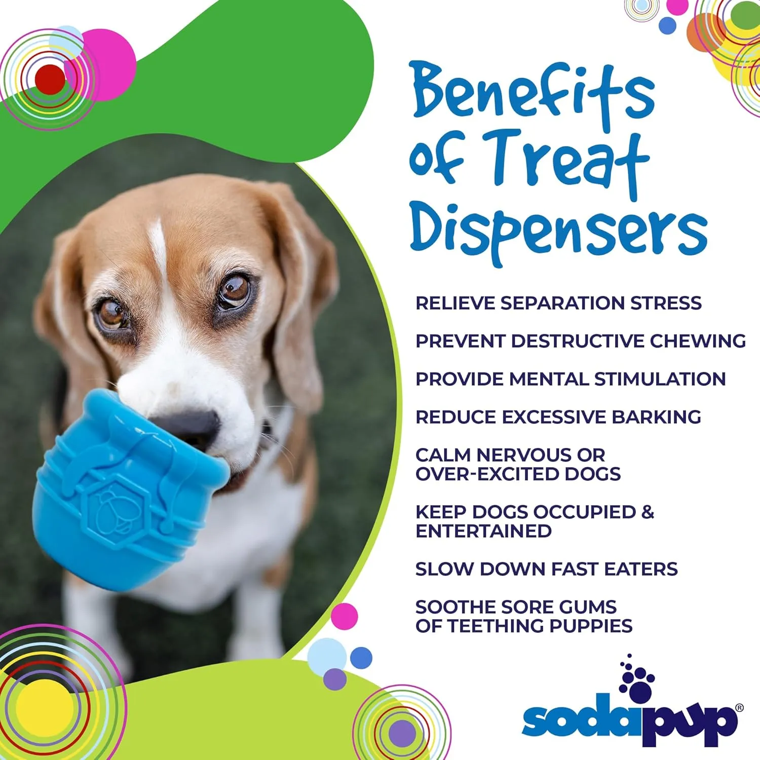 SodaPup Honey Pot  Durable Dog Treat Dispenser & Enrichment Toy Made in USA from Non-Toxic, Pet Safe, Food Safe Natural Rubber Material for Mental Stimulation, Problem Chewing, Calming Nerves, & More