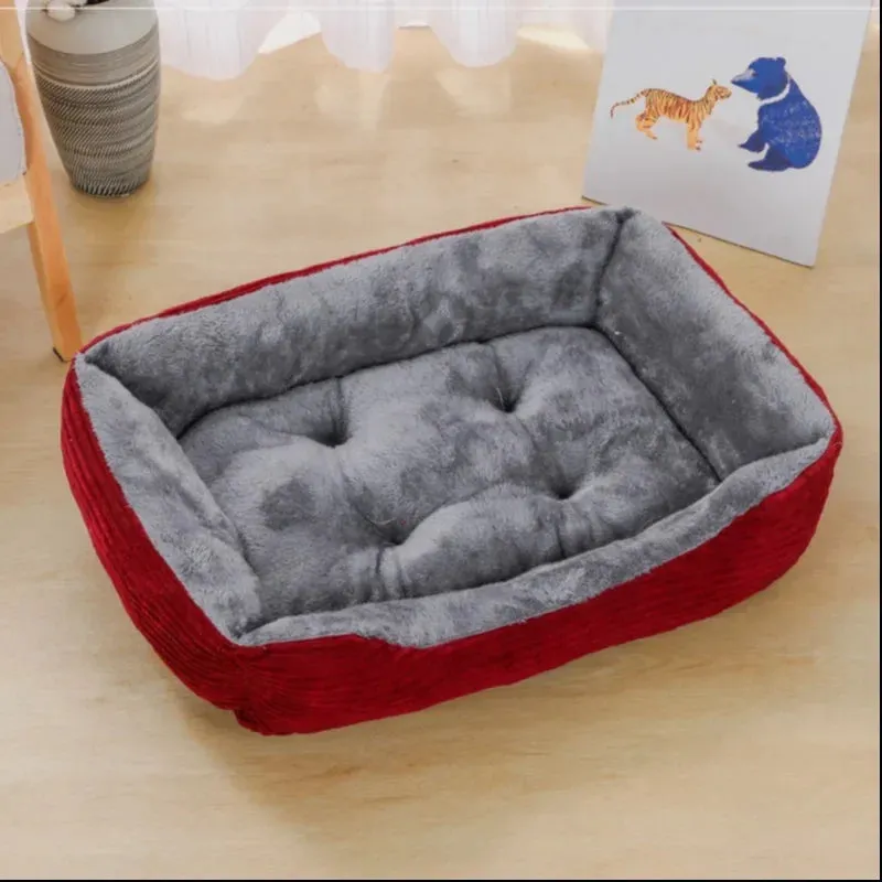 Square Plush Pet Bed - Kennel Sofa Cushion for Cat & Small Dog - Pet Supplies & Accessories