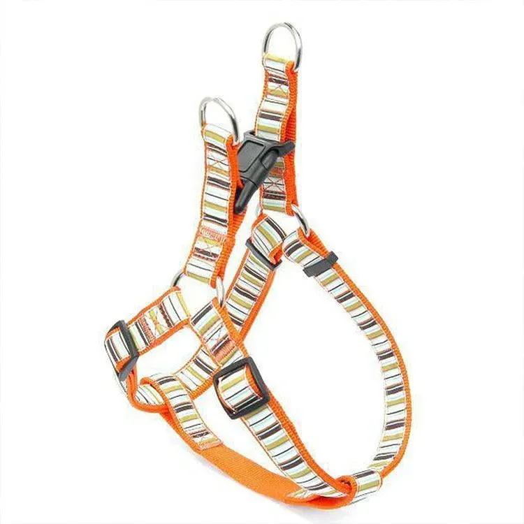 Striped Nylon Dog Chest and Back Cover with Leash