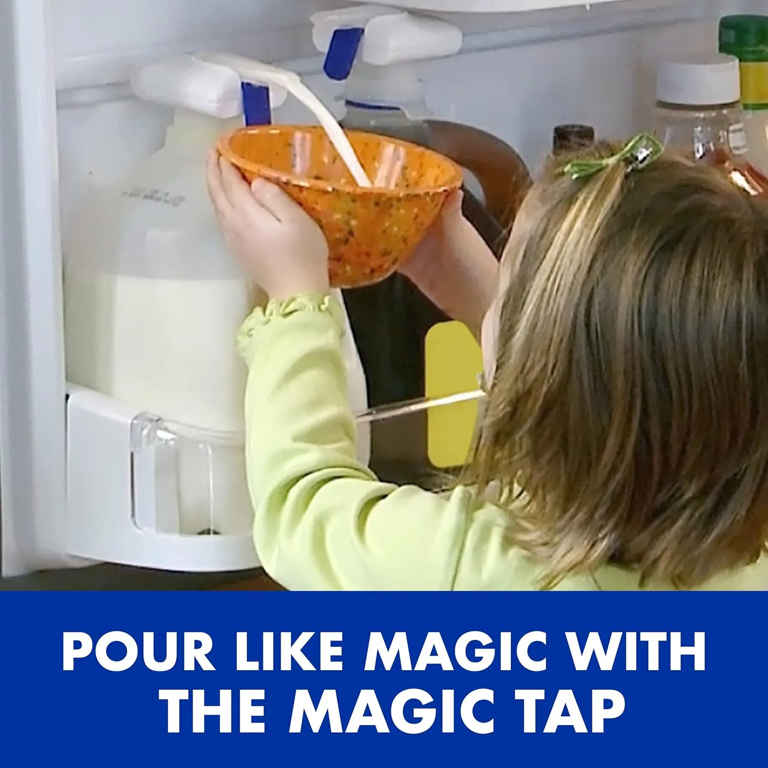 The Magic Tap Automatic Drink Dispenser - Hands-Free Beverage Dispenser for Fridge - Perfect for Milk, Juice - Gifts for Women & Men - 1 Pack, White