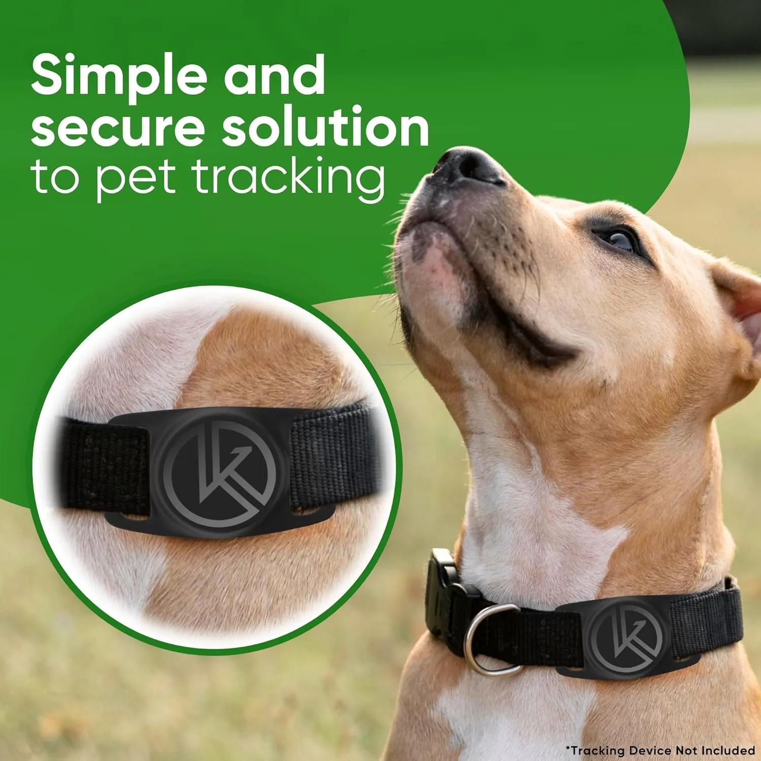 Tile Sticker Dog Collar Holder (2022): Extra-Durable, Lightweight, and Protective Tracking Case - Track Your Pet Using Android or Samsung Smart Phone - for Dogs and Puppies by Kitty Kompass (Black)