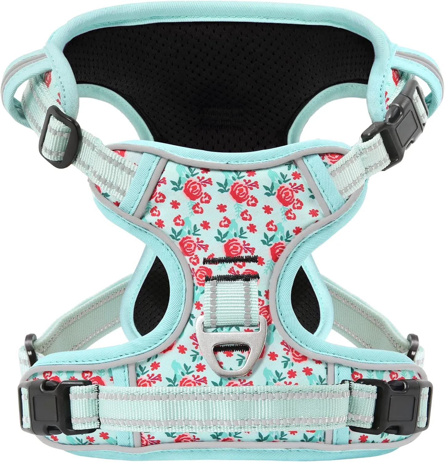 Timos No Pull Dog Harness, Release at Neck Reflective 3 Snap Buckles Adjustable No Choke Pet Vest with Front & Back 2 Leash Clips, Soft Padded Control Training Handle for Small Medium Large Dogs