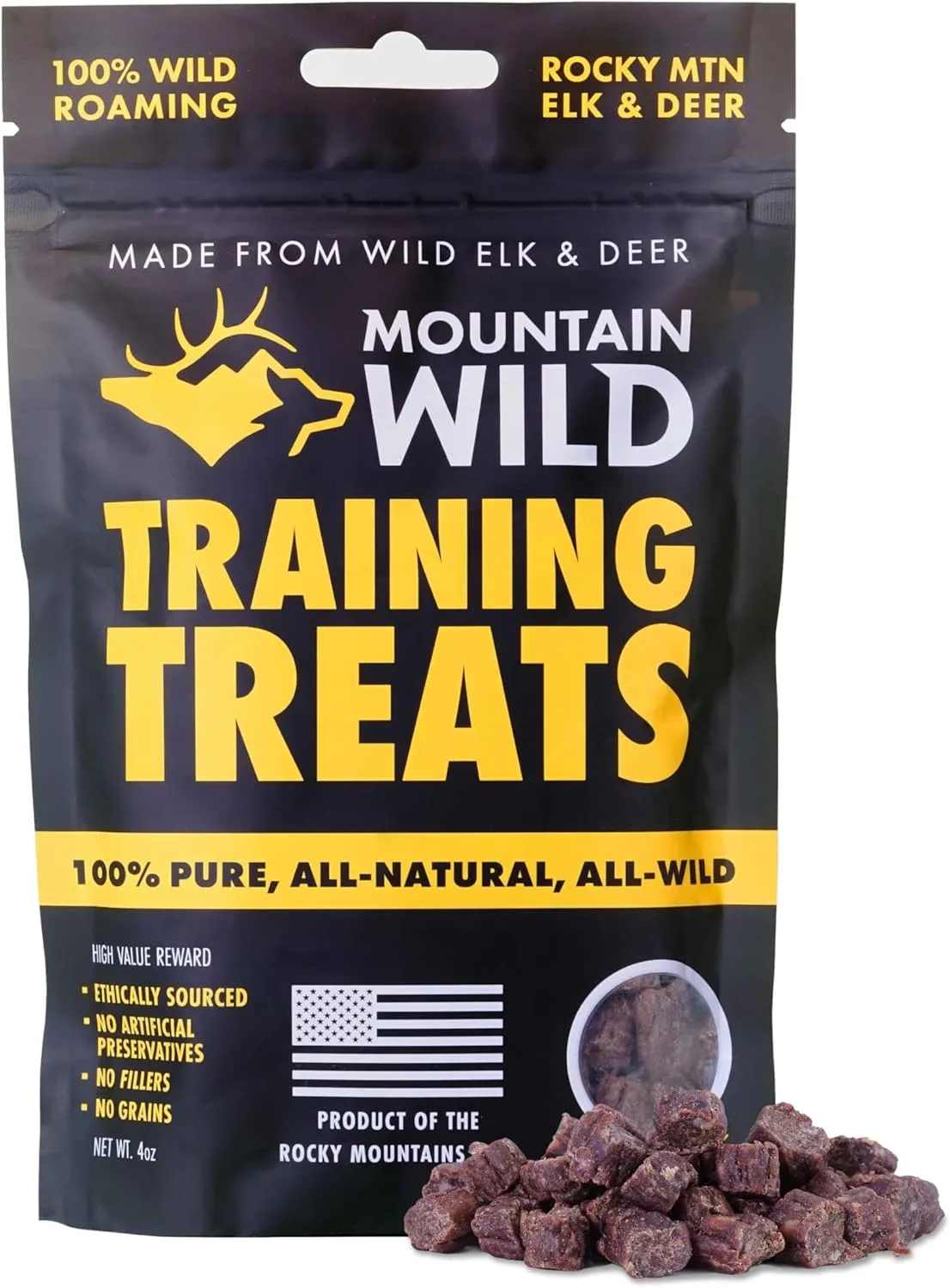 Training Treat Nibs for Dogs, Elk & Deer Protein, Rewards for Effective Dog Training, All Natural, No Fillers, No Artificial Preservatives (4 Ounce, 1, Count)