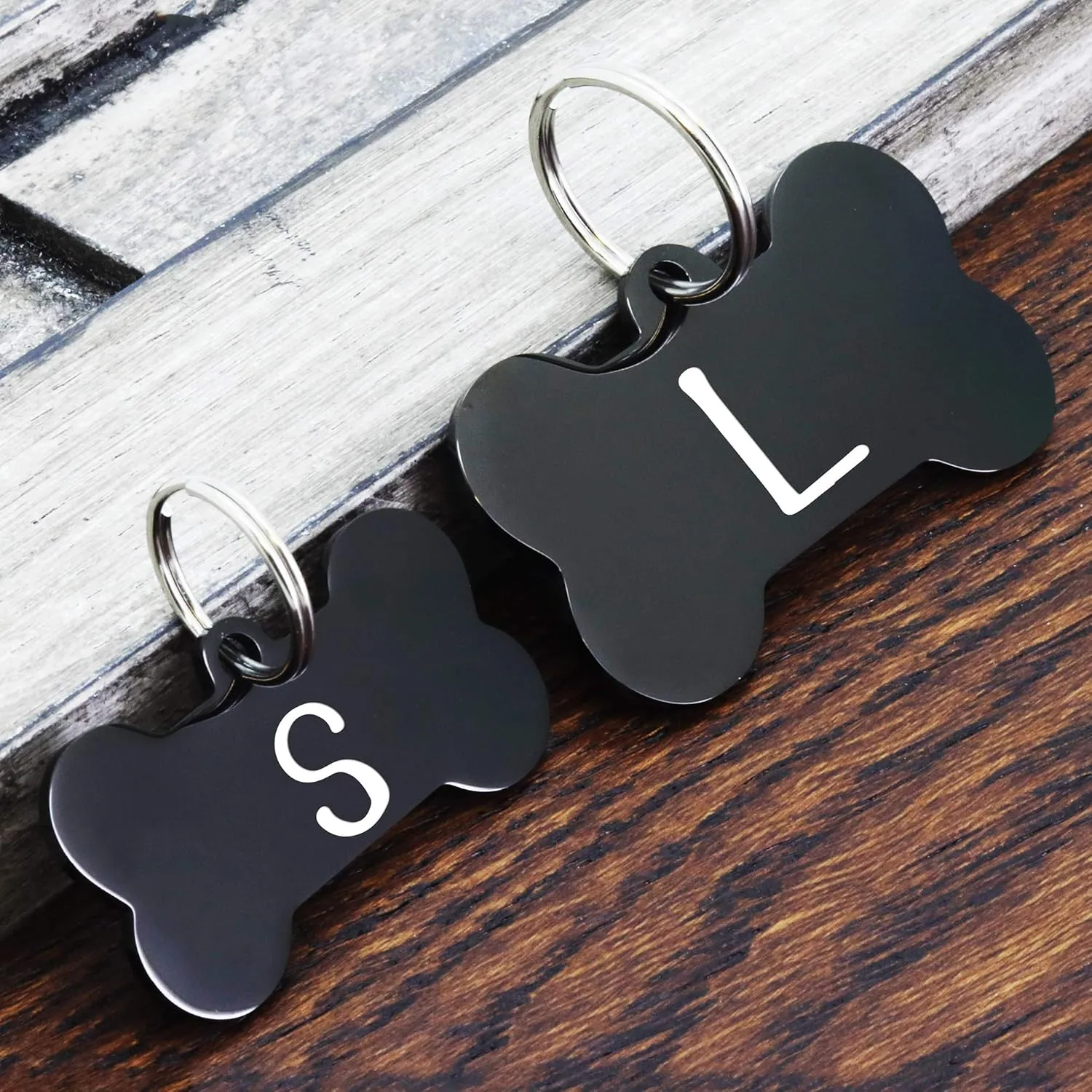 UltraJoys Stainless Steel Personalized Dog ID Tags - Custom Front & Back Engraving, Bone Tag with Ocean Surfing Design, Large