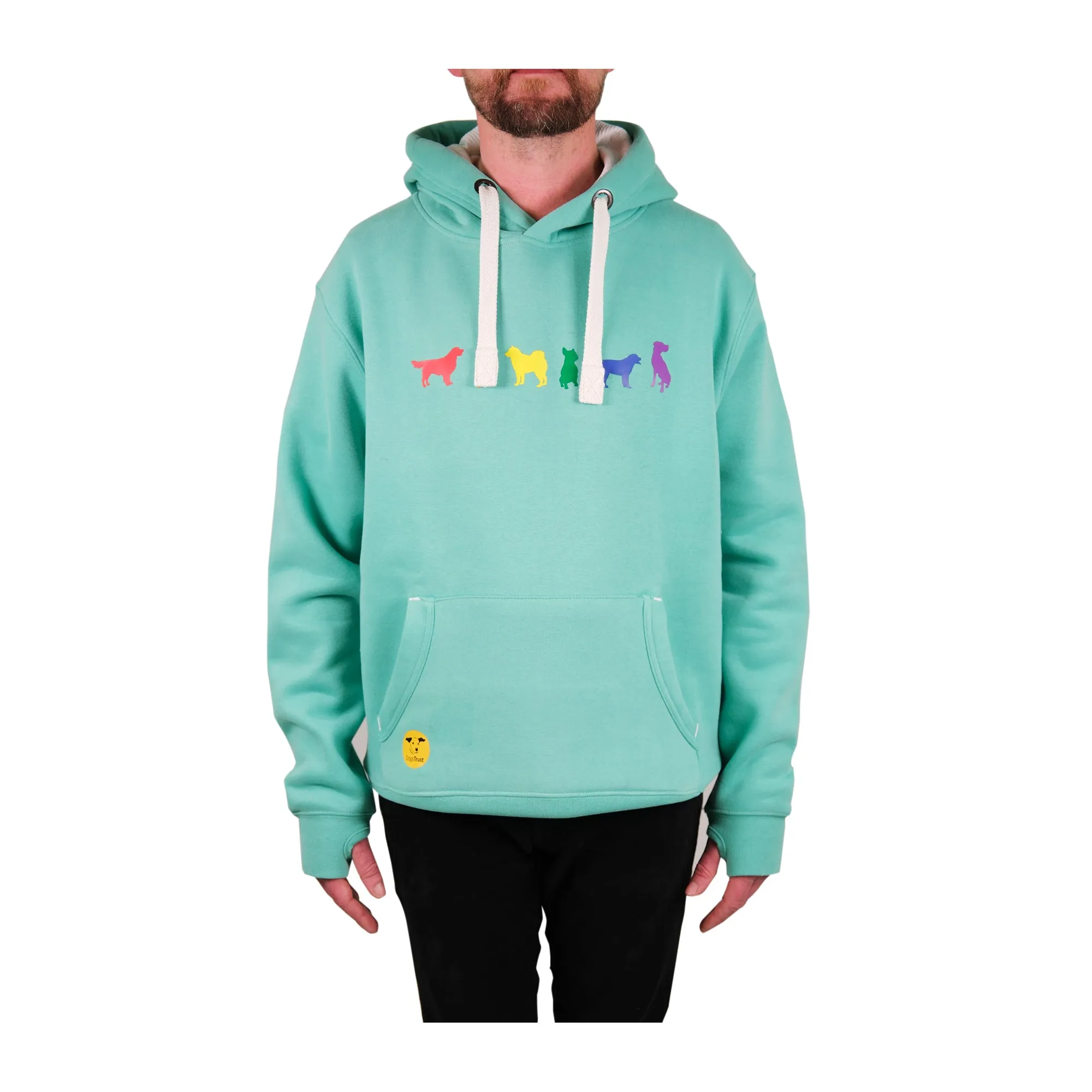 Unisex 'Rainbow Dogs' Hoodie - Six Dog Rainbow Print Design