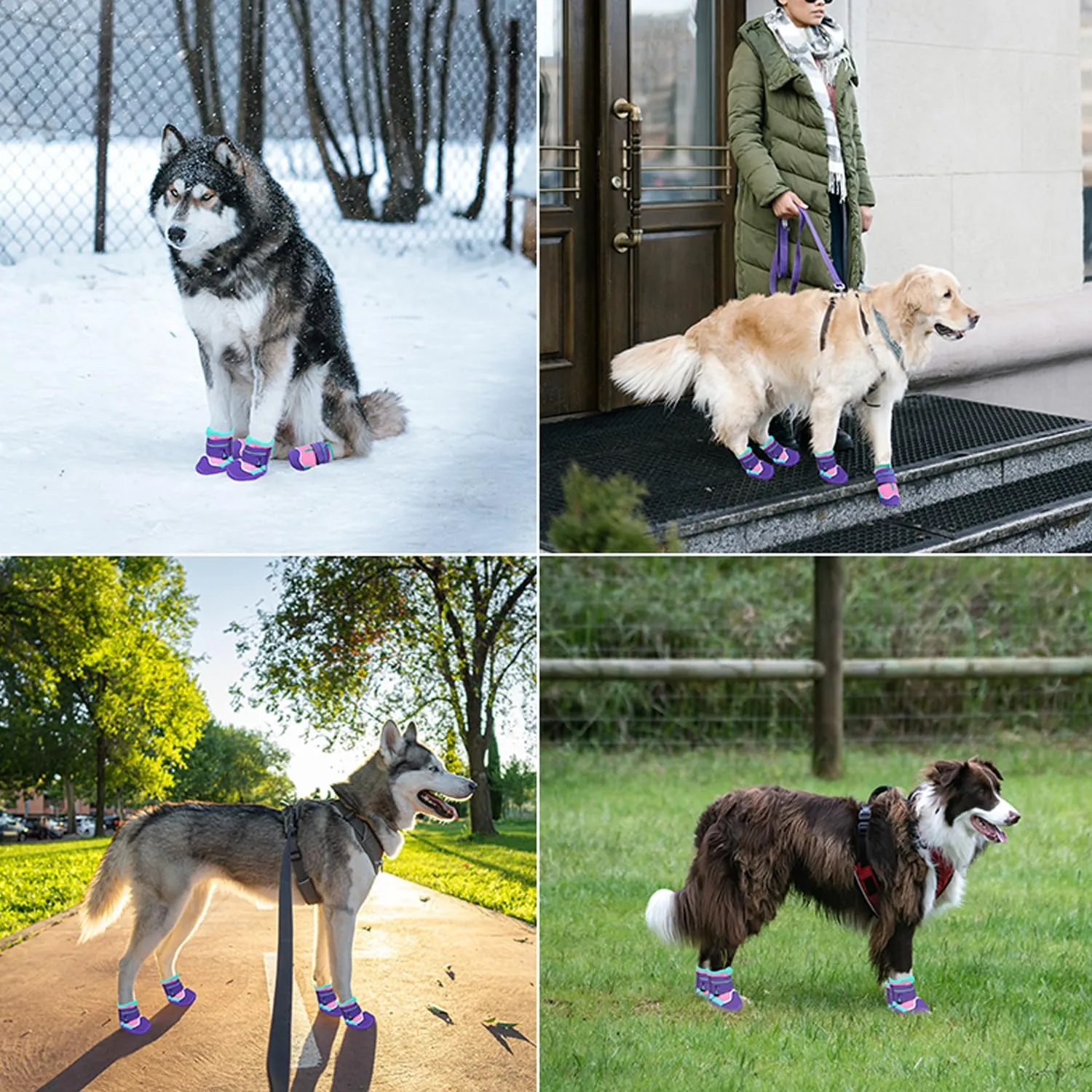 URBEST Dog Shoes for Large Dogs, Waterproof Medium Dog Booties for Winter Snowy Day, Summer Hot Pavement, Outdoor Walking, Indoor Hardfloors Anti Slip Dog Boots & Paw Protectors (Pink, 4#)