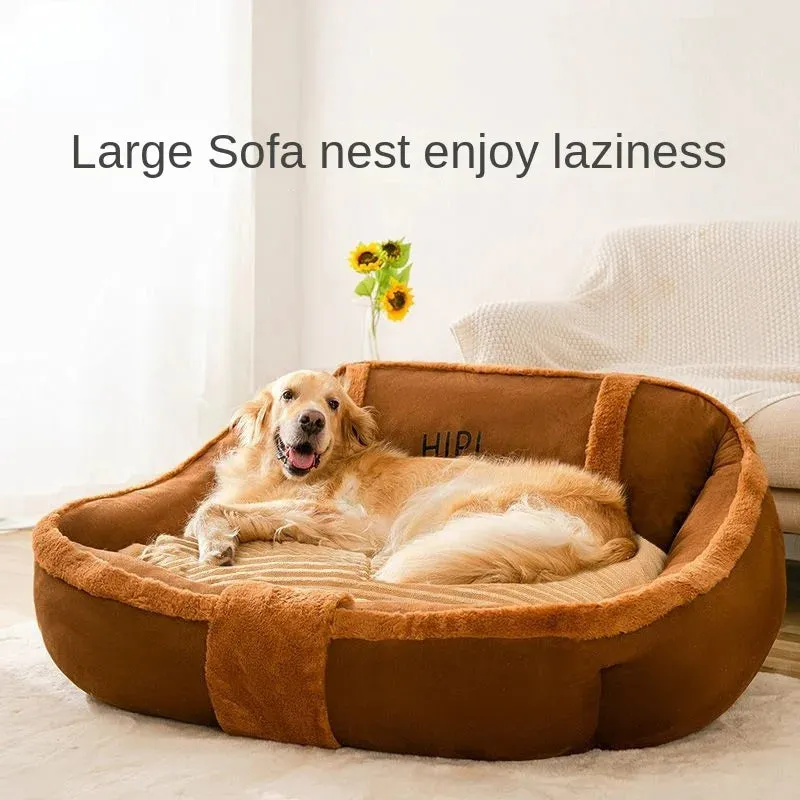 Vintage Large Cozy Calming Sofa Dog Bed