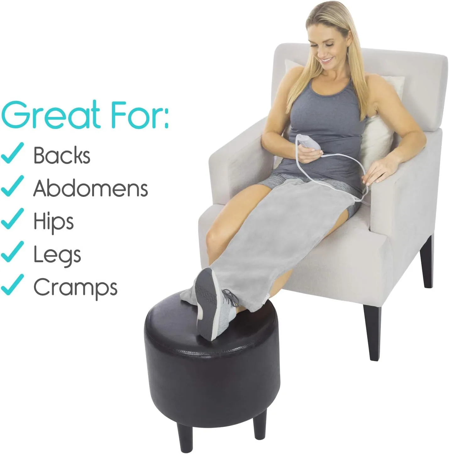 Vive Moist Heating Pad - Electric Heated Warming Hot Wrap for Heat Therapy on Back, Knee, Shoulder, Neck Pain, Period Menstrual Cramps, Cats, Dogs, Pets - Portable, Auto Shut Off (12" x 24")