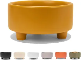 Waggo Uplift Ceramic Dog Bowl for Small Medium and Large Breeds - Heavyweight and Durable Pet Food and Water Dish Crock, Dishwasher Safe, Modern, Elevated Feeder (Mustard, Medium)
