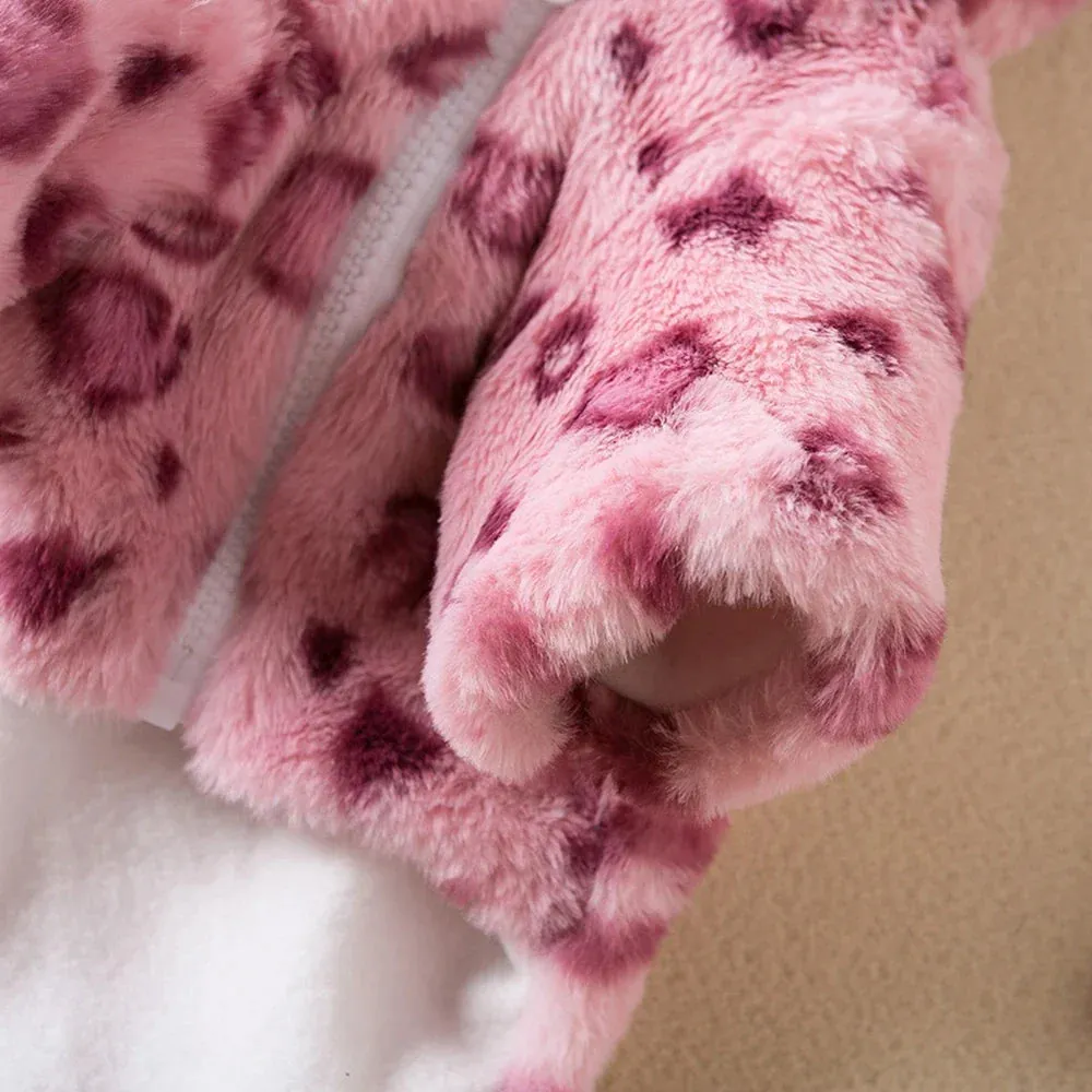 Warm Fleece Leopard Print Dog Hoodie for Small Dogs - Autumn/Winter Collection