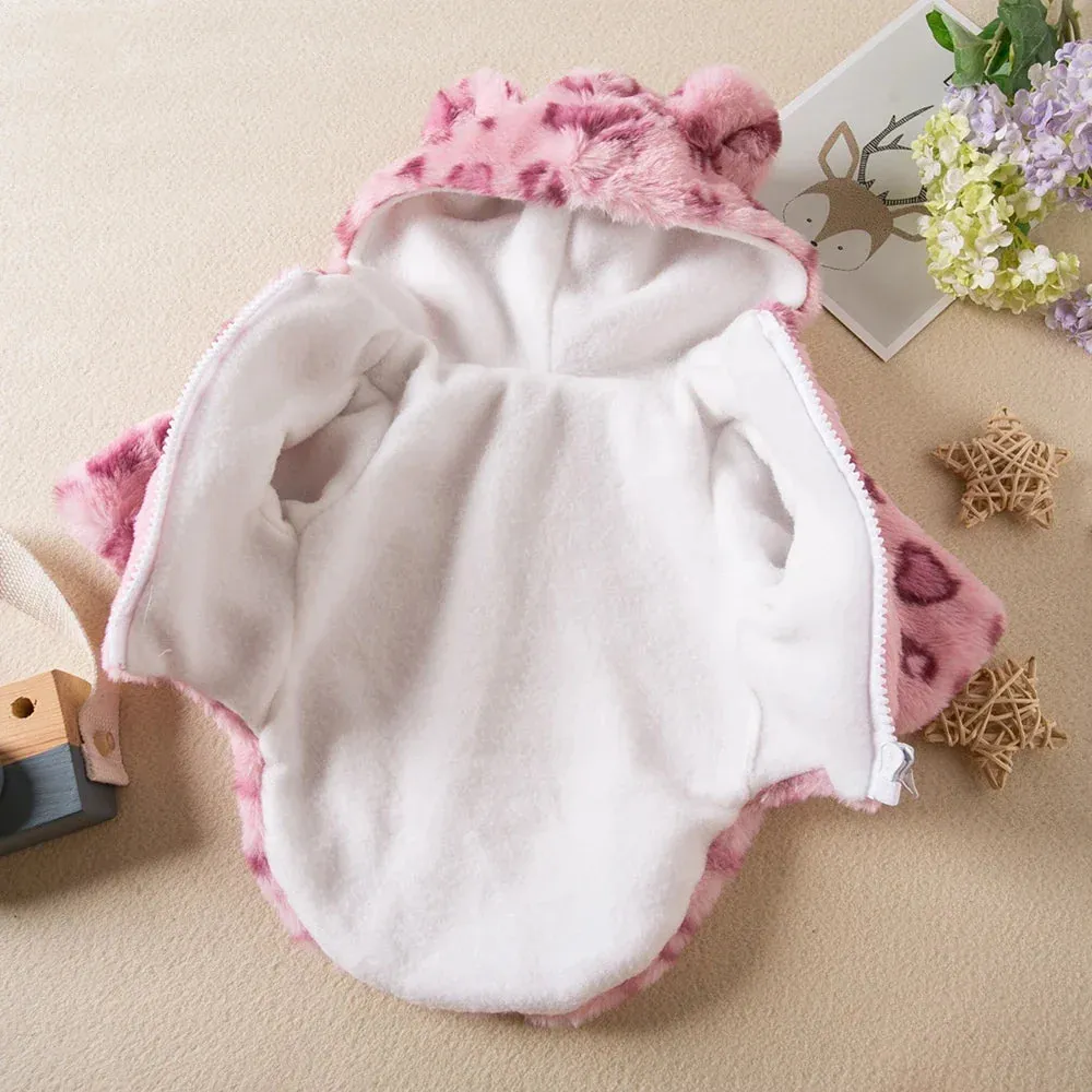 Warm Fleece Leopard Print Dog Hoodie for Small Dogs - Autumn/Winter Collection