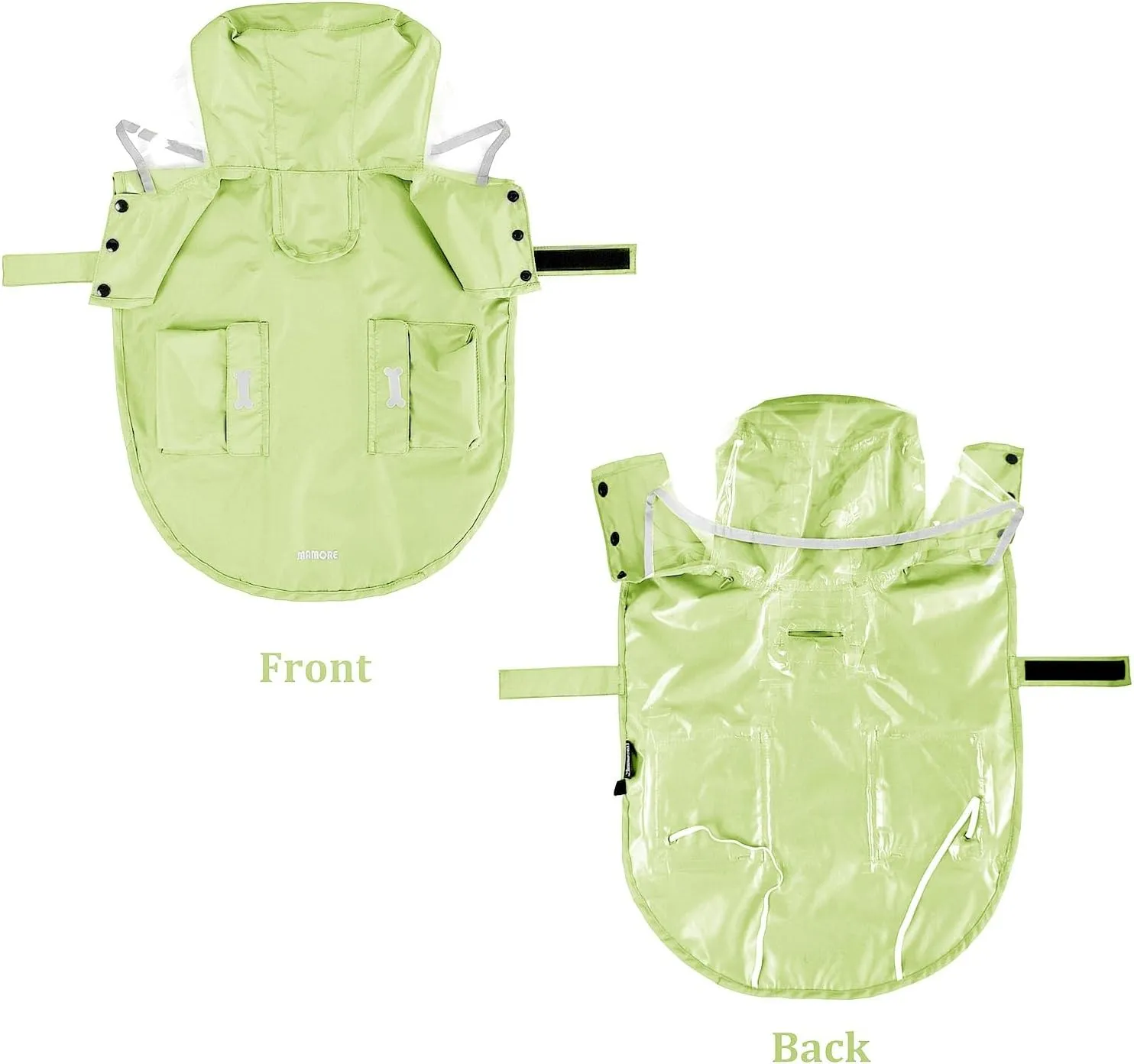 Waterproof Dog Raincoat, Adjustable Reflective Lightweight Pet Rain Clothes with Poncho Hood(Large,Light Green)