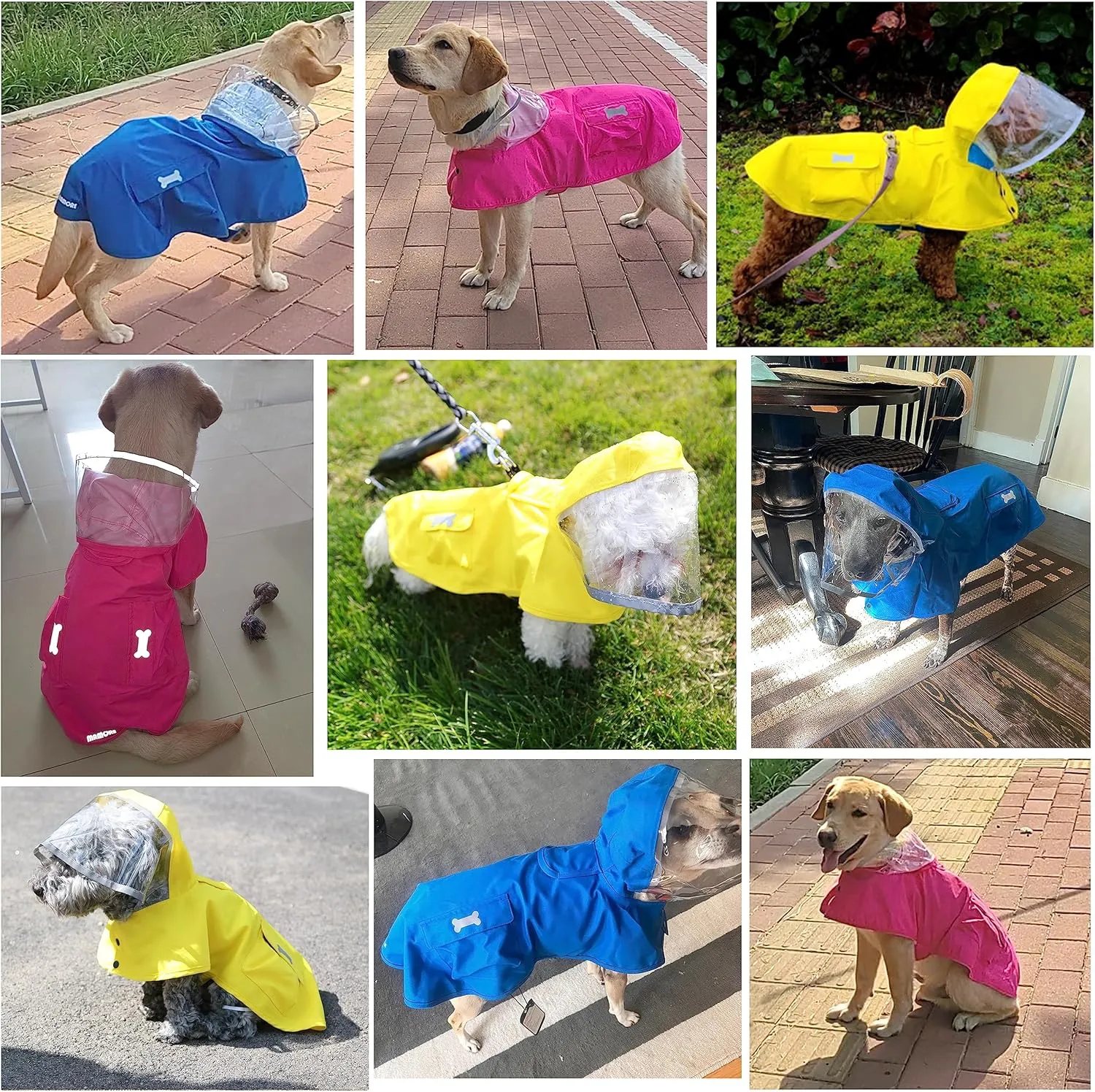 Waterproof Dog Raincoat, Adjustable Reflective Lightweight Pet Rain Clothes with Poncho Hood(Large,Light Green)