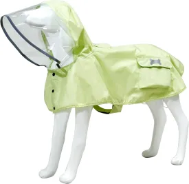 Waterproof Dog Raincoat, Adjustable Reflective Lightweight Pet Rain Clothes with Poncho Hood(Large,Light Green)