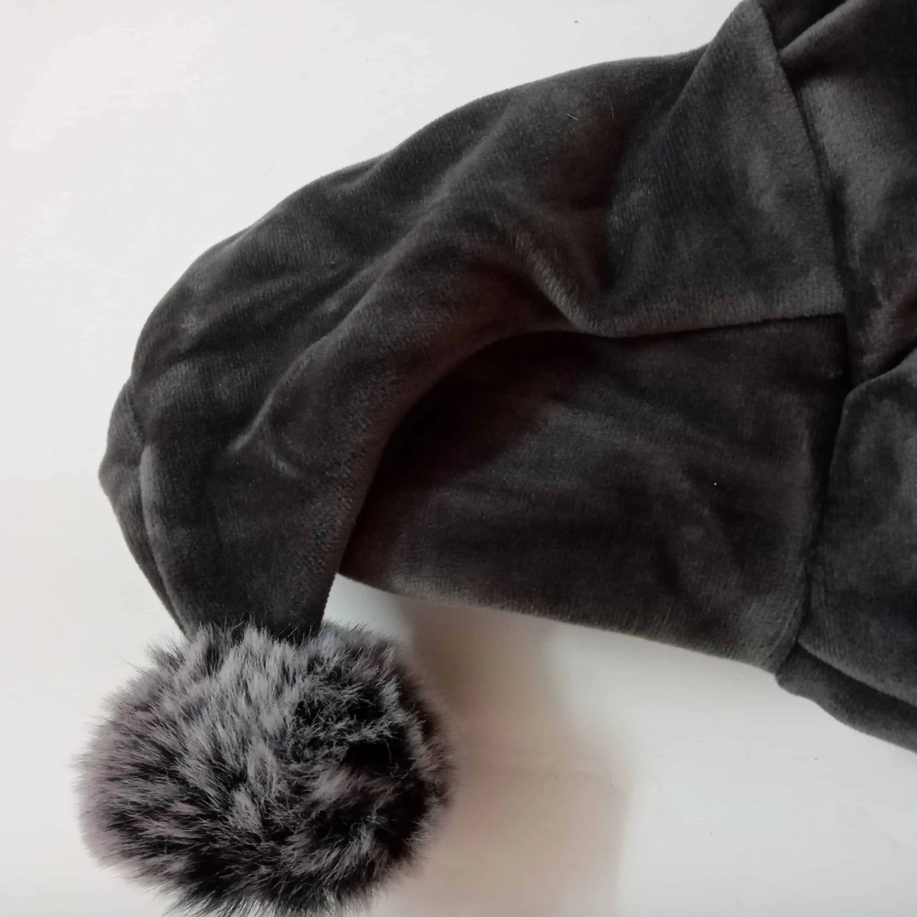 Winter Velour (Velvet Feel) Pom Dog Hoodie Sweatshirt - Grey or Navy